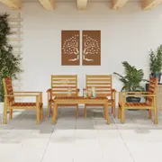 Garden Lounge Set with Cushions Table and Chairs Solid Wood Acacia vidaXL