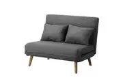 Oikiture Sofa Bed Lounge Chair Linen Fabric Recliner Wood Leg Double Seat Grey