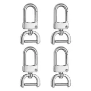 4pcs Detachable Snap Hook Swivel Clasp 5/8" Metal D-Rings Clasp, Silver-White