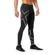 2XU Mens Compression Long Tights - Black/Silver SIZE M ( MT ) ** Special**