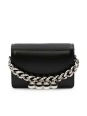 Alexander Mcqueen The Four Ring Mini with Chain in Black