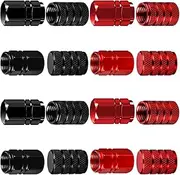 16 Pack Tire Valve Stem Caps, Anodized Aluminum Tire Valve Stem Caps Corrosion Resistant Cap Set for Cars Trucks Motorcycles Bike Red and Black