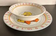 Vintage Sesame Street Big Bird Porcelain Dish/Bowl 2 Piece Set *NEW*