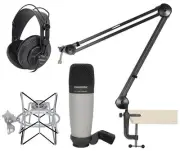 Samson C01 Condenser Recording Mic+Boom Arm+Desk Clamp+Shock Mount+Headphones