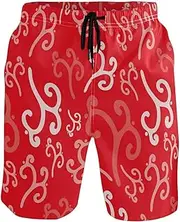 [GuoChe] Mens Funny Swim Trunks Rosy Traditional Stems Red Quick Dry Swimwear Sports Running Swim Board Shorts Pants with Mesh