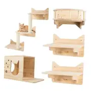 MIUZMORE Pine Cat Wall Frame for Climbing, Set of 5 Furniture, Shelves and