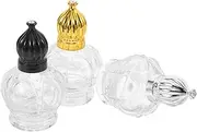 OATIPHO 3pcs Vintage Middle Oil Roller Bottles Refillable Glass Containers with Elegant Crown Design for Travel Go Fragrance Application