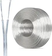 100ft 2 Core Transparent Cable PVC Electronic Wire Tinned Copper Core Parallel Wire UL Certified Transparent Parallel Wire 18~28 AWG for Light Strip Power Cable(100ft,28AWG-2C)
