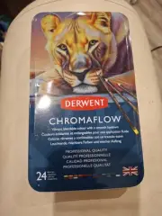 NEW 24 Derwent ChromaFlow Coloured Pencils Tin Set Rich Vibrant Professional