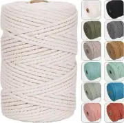 Macrame Cord 4mm X 328 Yards Natural Soft Cotton Twisted 3 Strand Macrame Rope