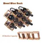 WOOD WINE RACK FOLDABLE FREESTANDING WINE RACK 10 BOTTLES CO