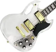 WUQIMUSC LED Light Electric Guitar transparent Acrylic Body Crystal Guitar Maple Neck Sweet Tone (kit-led-sg)