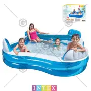 Intex Family Lounge Swimming Pool Centre With 4 Built-in Seats 2 Drinks Holders