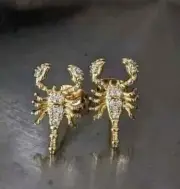 1.40Ct Round Lab Created Diamond Scorpion Stud Earrings 14k Yellow Gold Plated