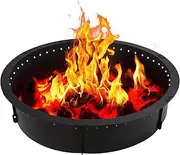 Outafurnia 40 inch Fire Pit Ring,Large Round Insert Firepit for Outdoor Fire Liner Wood Burning Heavy Duty Metal Campfire Ring Above or In-Ground, Black 40-Inch Outer/36-Inch Inner Diameter