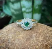 1.06 Ct Round Cut Natural Emerald Diamond Proposal Ring 14K solid Yellow gold
