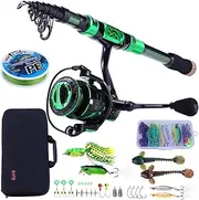 [Sougayilang] Fishing Rod and Reel Combos - Carbon Fiber Telescopic Fishing Pole - Spinning Reel 12 +1 BB with Carrying Case for Saltwater and Freshwater Fishing Gear Kit
