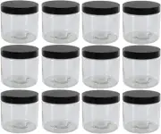 4Oz Clear Plastic Jars with Blank Labels (BPA Free PET Plastic) (12 Count)