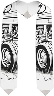 [SKKNT] Cartoon Tractor Print Graduation Shawl Stole For Academic Commencements Honor Sash Congratulations Gift