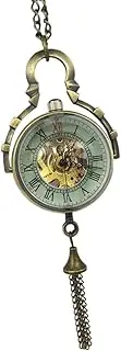 [MOKKHNB] Vintage Mechanical Pocket Watch Necklace Hollow Manual Movement Elegant for for Chefs and
