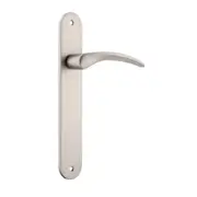 Iver Oxford Door Lever Handle on Oval Backplate Satin Nickel