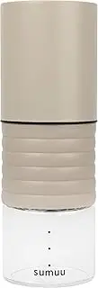Estale Coffee Grinder, Electric, Rechargeable, Small, Mortar Type, Washable, Fine/Coarse, Adjustable, Camping, Outdoors, Cordless, Compact, One-Hand Size, Ramil Sumuu Greige