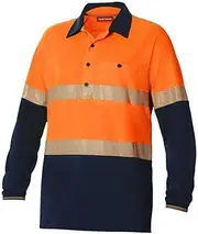 [Hard Yakka] Men's Koolgear Hi-Vis Two Tone Long Sleeve Polo Shirt with Segmented Tape