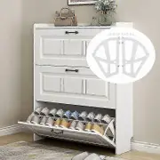 Pair Shoe Cabinet Shelves Home Hollow Double Shelf Shoe Rack Cabinet Drawer Shoe Rack, Shelf, Cabinet Hingewhite-excellent