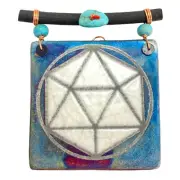 Dreamcatcher Art Tile - Sacred Geometry Icosahedron - Raku Pottery Jeremy Diller