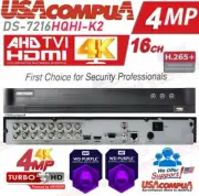 Hikvision 16CH DVR DS-7216HQHI-K2 16 CHANNEL + 4 IP 4MP 4K-OUT HDD OPTIONAL