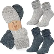 [MOUNTREX] Alpaca Socks, Wool Socks, Men and Women, Winter Socks, Warm House Socks, 2 Pairs