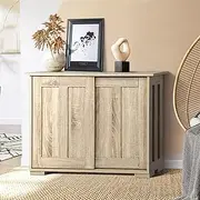 Oikiture Sideboard Buffet Cabinet with Sliding Doors, 86 x 27 x 63cm Hallway Table