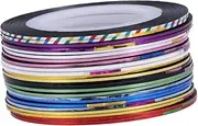 NIYANGLE 30 Rolls Shining Holographic Nail DIY Striping Tapes Roll Self Adhesive Nail Art Stickers for Manicure Pedicure Mixed Colors for Creative Designs