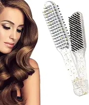 Hair Brush Straightener for Women, Straightening Brush Hair Straightener Comb, Straightening V Shape Comb, Transparent Brush Comb Clamp for Smoothing Straightening, Hair Styling Tools Buniq