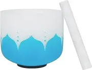 zolyet 8 Inch Crystal Singing Bowl with Mallet & Rubber O-Ring for Music Making Musical Healing Meditation Yoga Home Office Decoration Blue