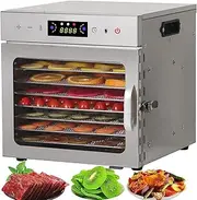 Stainless Steel Food Dehydrator, 6/8/12/18-Tray Dehydrator Food Dryer, 30-90℃ Temp Control & Digital Timer, 1000W Jerky Dehydrator Fruit Dryer for Fruits, Vegetables, Dog Treats, Mushroom 8trays