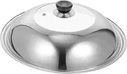 STOBAZA 34cm Stainless Steel Pan Cover Cooking Pan Lid Steam Vent Anti-hot Bead Pot Cover for Frying Wok Random Style