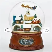 HOME FOR THE HOLIDAYS MUSICAL SNOW GLOBE WITH ROTATING SANTA SLEIGH AND CARS