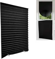 Blackout Cordless Temporary Shades No Drill Mini Blinds for Windows - Black Out Window Coverings for Bedroom, Bathroom, Kitchen, Office (Black-High Shading, 23.6 * 59"(60 * 150cm))