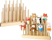 Briwooody Finger Puppets Stand 11.8 x 3 Inch Wooden Finger Puppet Holder for Kids Toddlers Classroom Home Anti Crush Stand for Storage and Easy Accessibility