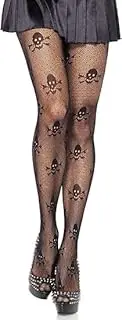 [Generic] Women's Skull Fishnet Tights Black Fishing Net Socks