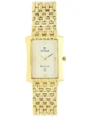[Titan] Quartz Analogue with Date Dial Stainless Steel Strap Watch in Gold