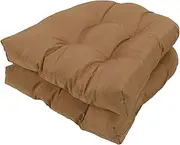 Outdoor Chair Cushions Set, Tufted Patio Furniture Cushions Polyester Comfortable Anti Fading for Yard (Light Brown)