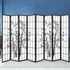 8 Panel Room Divider Screen 348x179cm Bamboo Black White Privacy Partition 8P-BK