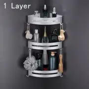 Bath Shelf Wall Corner Storage Racks Aluminum Shower Organizer Movable Hook