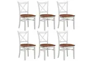 Divano Lupin Dining Chair Set of 6 Crossback Solid Rubber Wood Furniture - White Oak