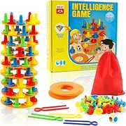 Gxhong Montessori Board Game, Children's Balance Tower Game, Fine Motor Skills Building Blocks, Colourful Column Tower Game, Tower Stacking Game, Interactive Table Toy for Parents and Children for