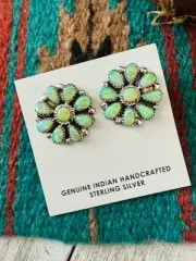 Navajo Opal & Sterling Silver Cluster Post Earrings