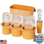 Ice Cube Tray for Tumbler Cup 30-40oz, Silicone Ice Cube Mold with Lid for Fr