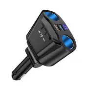 2 Way LED Car Cigarette Lighter Socket Splitter Dual USB Chargers Dock Adapter A